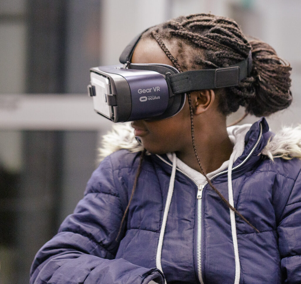 Girl in VR headset